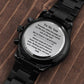 Gift for Son, Black Engraved Stainless-Steel Watch, v2