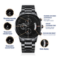 Father's Day Gift for Dad, My Hero, Engraved Black Chronograph Watch