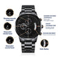 Gift for Son, Black Engraved Stainless-Steel Watch, v2