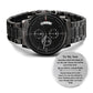 Gift for Son, Black Engraved Stainless-Steel Watch, v2