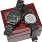 Father's Day Gift for Dad, My Hero, Engraved Black Chronograph Watch