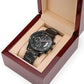 Father's Day Gift for Dad, My Hero, Engraved Black Chronograph Watch