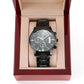 Father's Day Gift for Dad, My Hero, Engraved Black Chronograph Watch