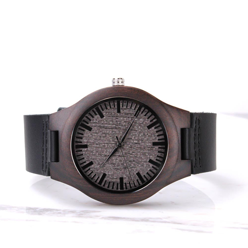 Father's Day Gift for Dad, My Hero, Engraved Wooden Watch