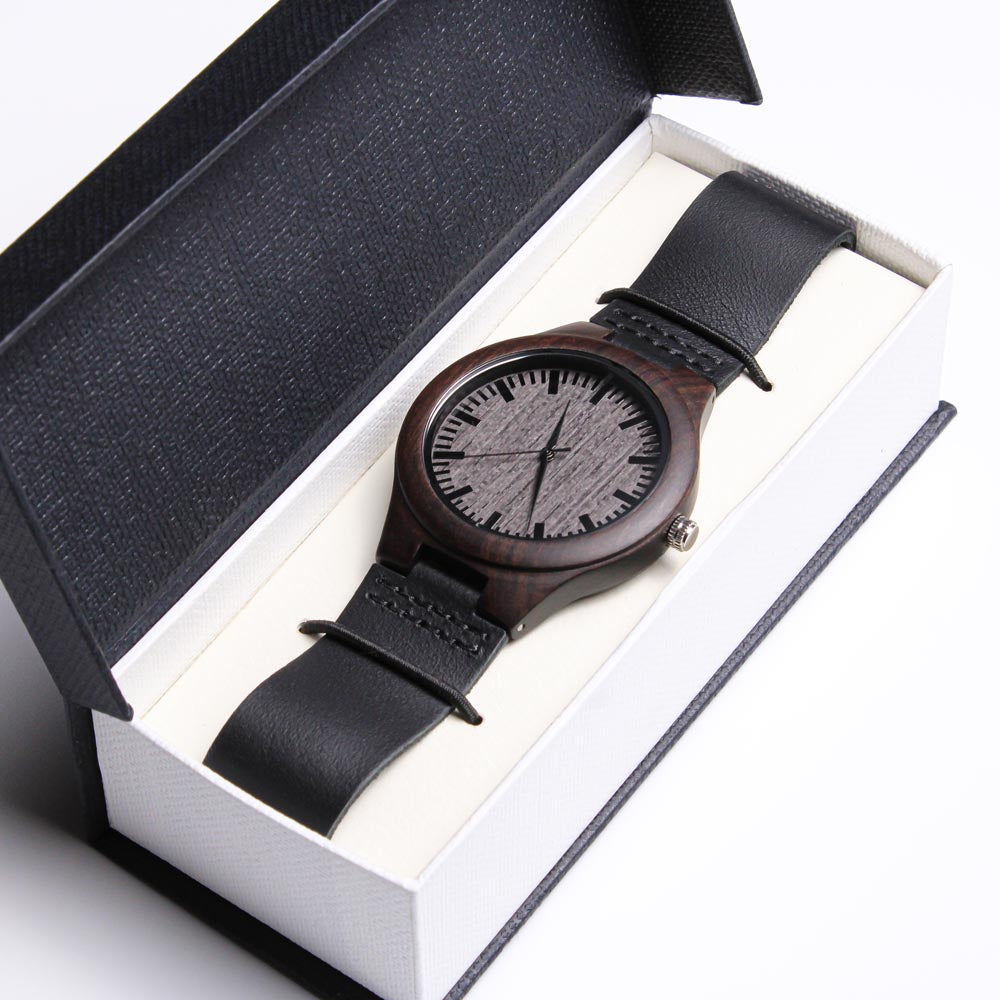 Father's Day Gift for Dad, My Hero, Engraved Wooden Watch