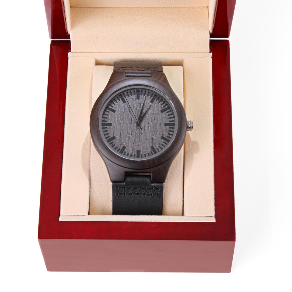 Father's Day Gift for Dad, My Hero, Engraved Wooden Watch