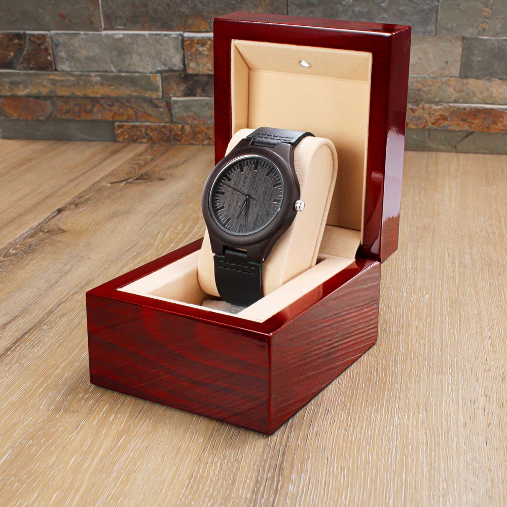 Father's Day Gift for Dad, My Hero, Engraved Wooden Watch