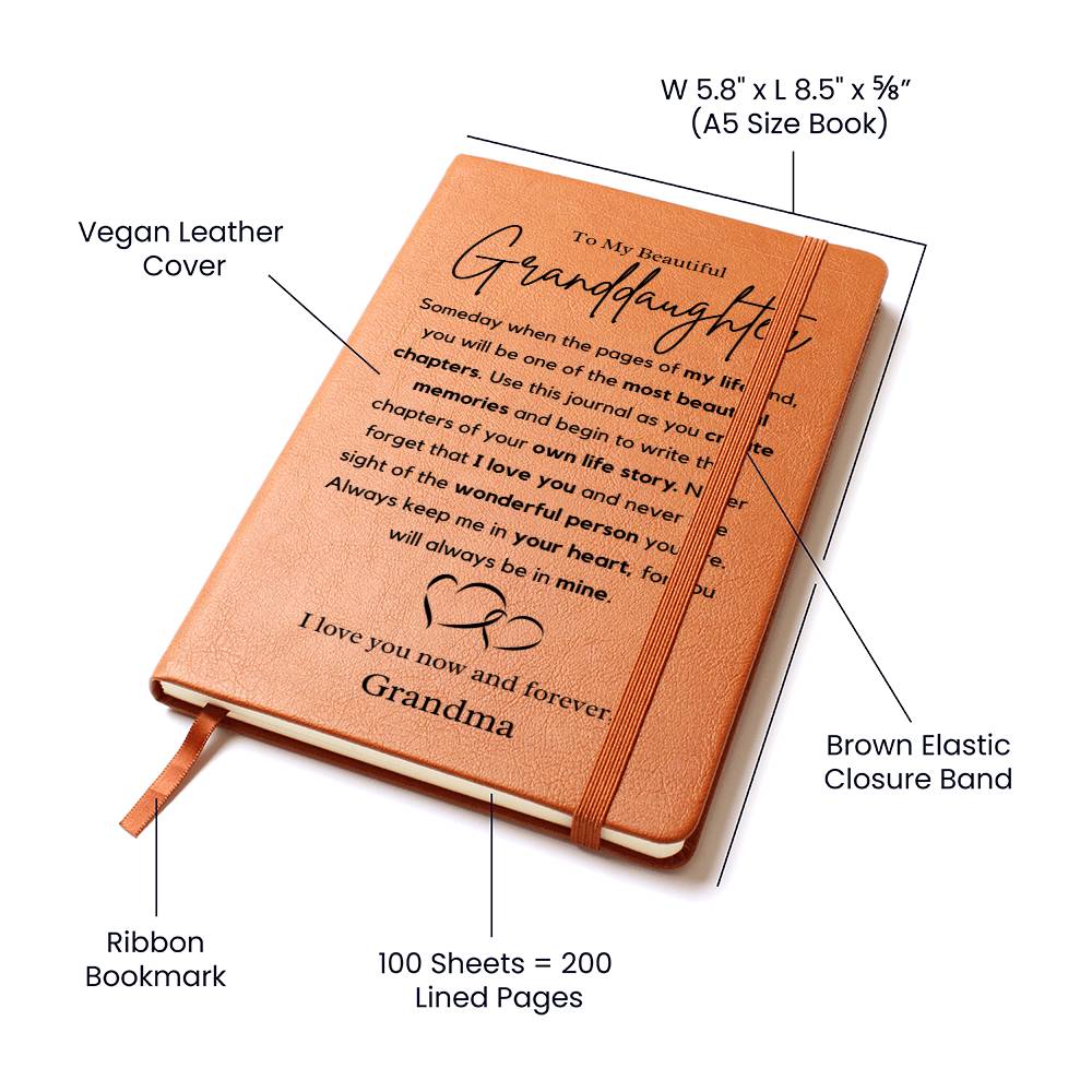 Granddaughter Gift from Grandma - Your Own Life Story, Leather Journal