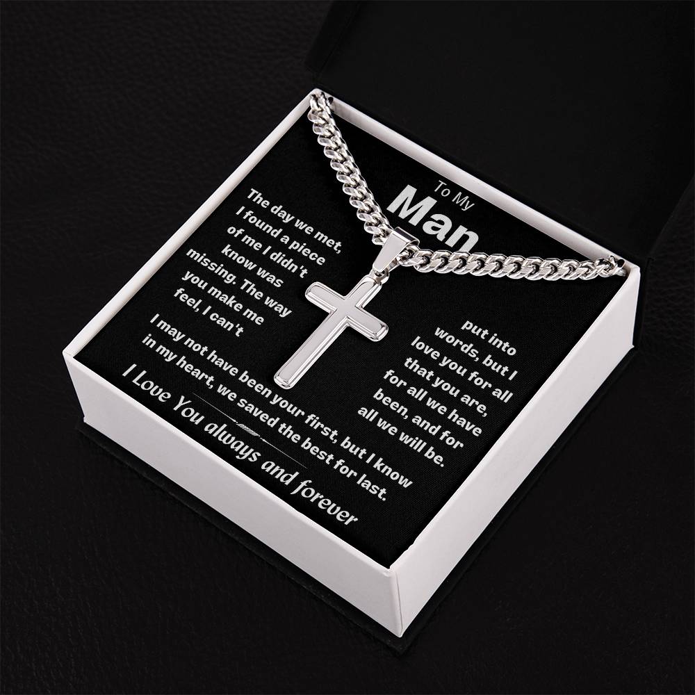 My Man Custom Engraved Stainless Steel Cross Necklace