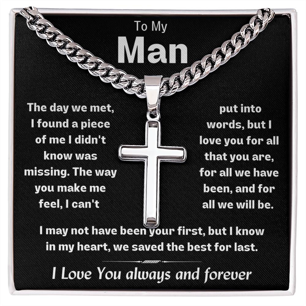 My Man Custom Engraved Stainless Steel Cross Necklace