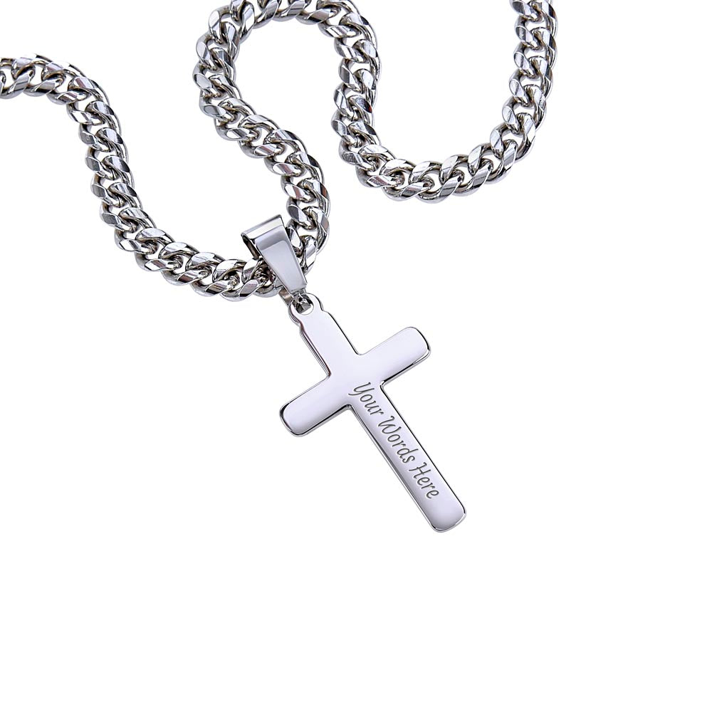 My Man Custom Engraved Stainless Steel Cross Necklace