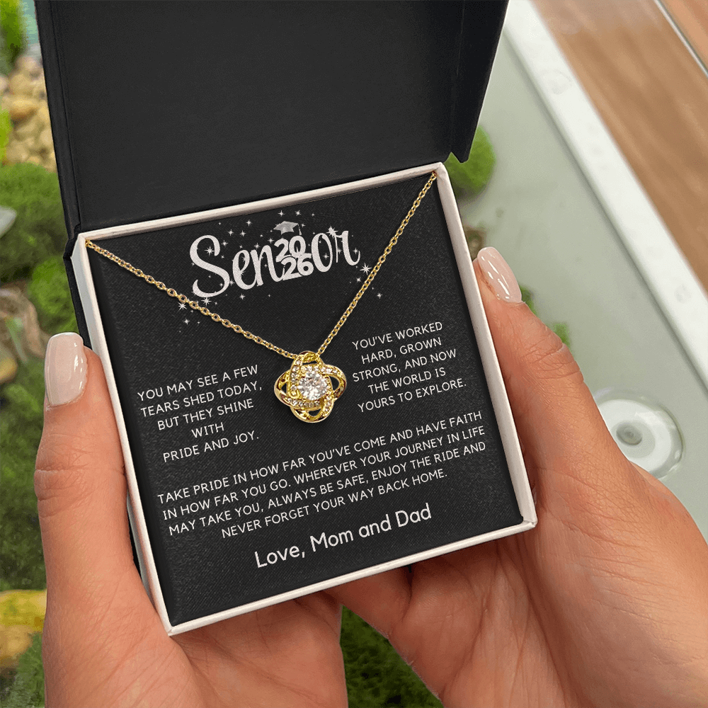 Graduation Gift for Her, College/High School 2026 Graduation Gift, Senior Love Knot Necklace