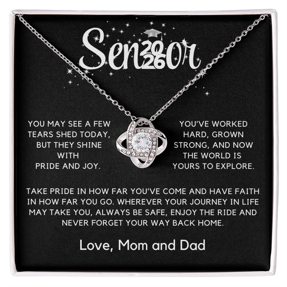 Graduation Gift for Her, College/High School 2026 Graduation Gift, Senior Love Knot Necklace