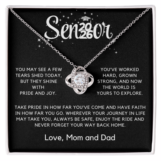 Graduation Gift for Her, College/High School 2026 Graduation Gift, Senior Love Knot Necklace