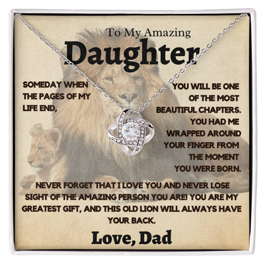 My Amazing Daughter, Love Dad - This Old Lion Will Always have Your Back - Necklace Gift Set