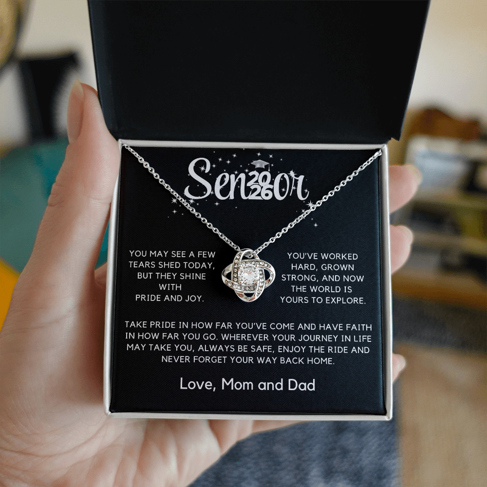 Graduation Gift for Her, College/High School 2026 Graduation Gift, Senior Love Knot Necklace