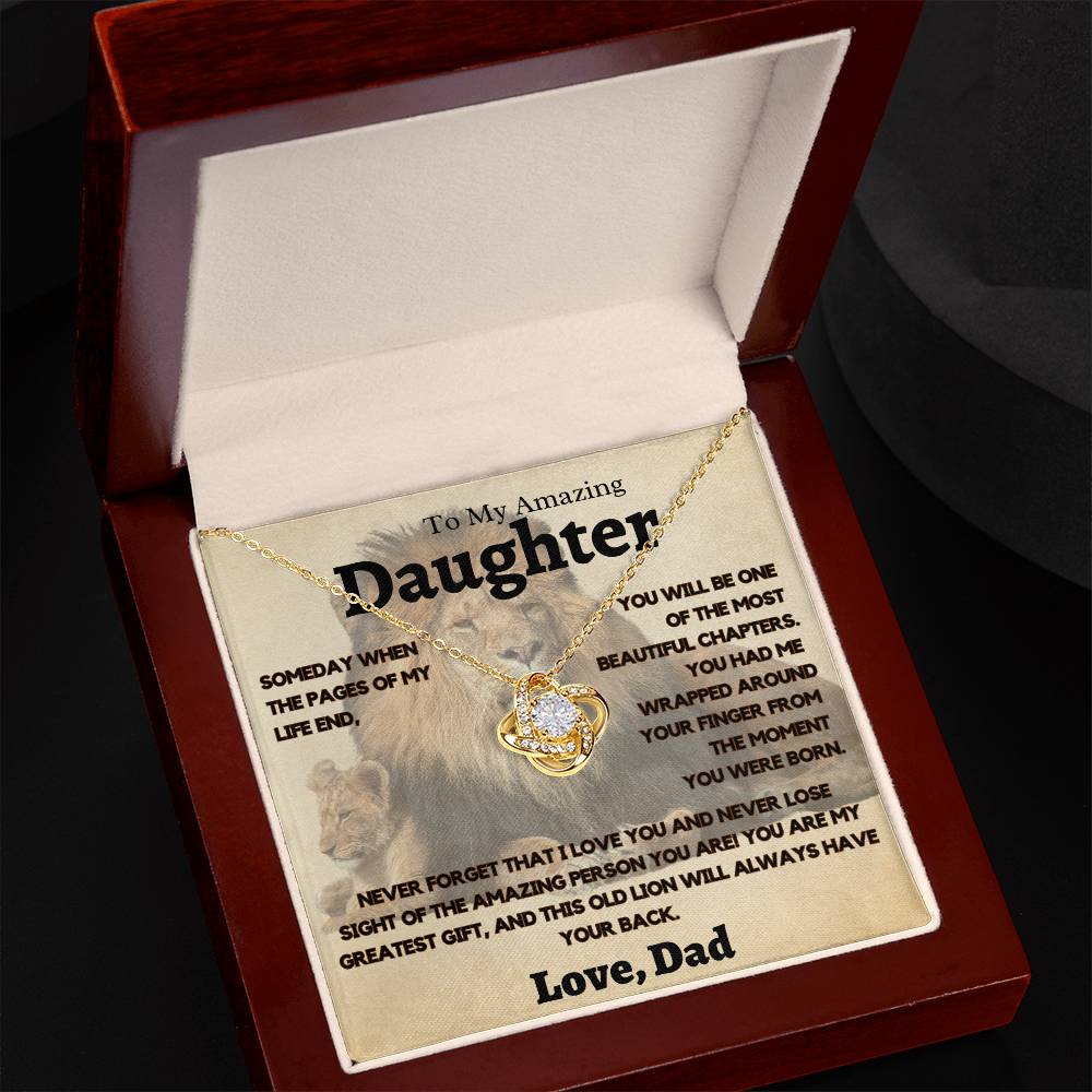 My Amazing Daughter, Love Dad - This Old Lion Will Always have Your Back - Necklace Gift Set