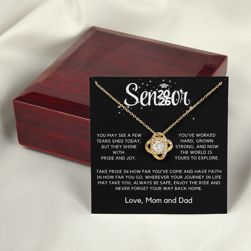Graduation Gift for Her, College/High School 2026 Graduation Gift, Senior Love Knot Necklace