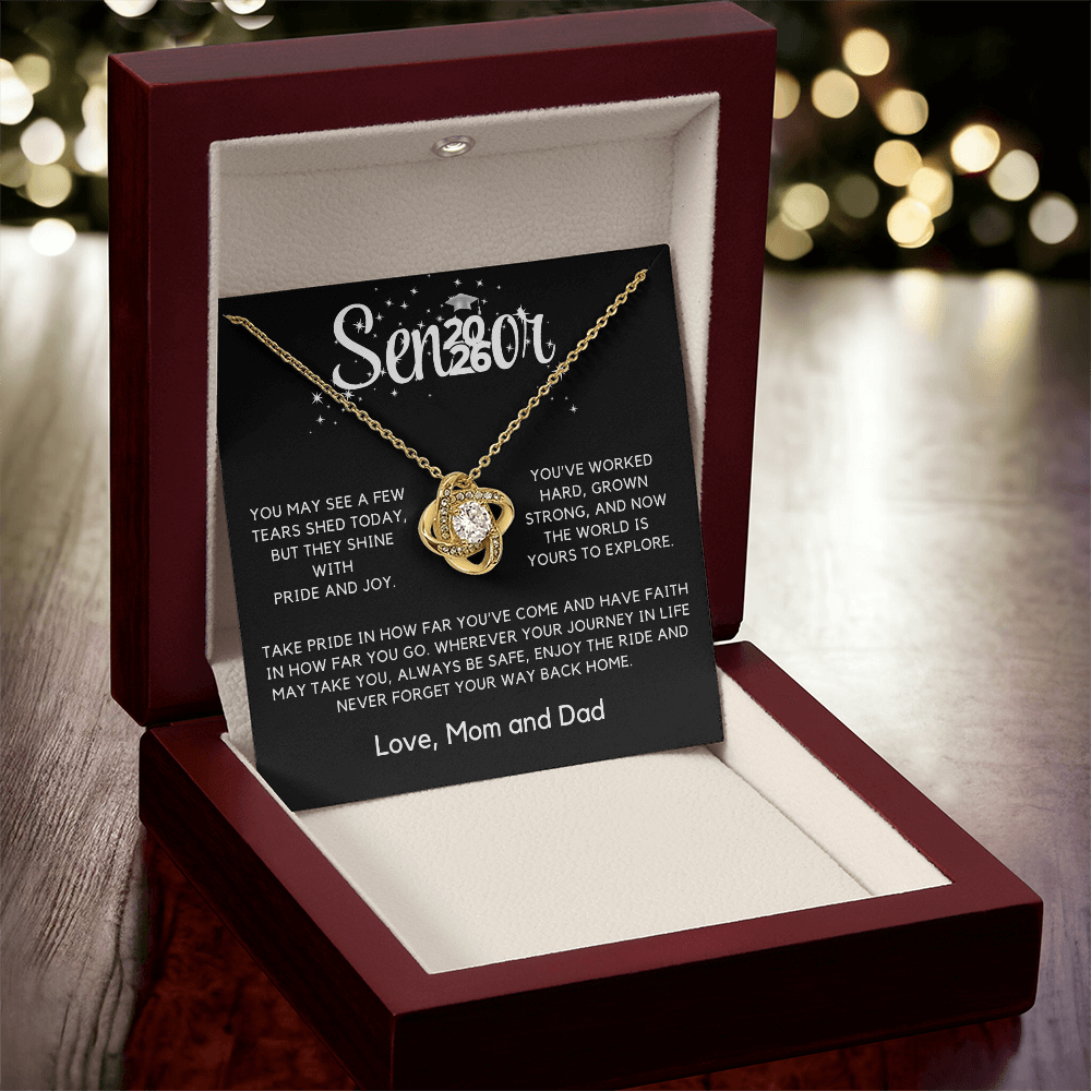 Graduation Gift for Her, College/High School 2026 Graduation Gift, Senior Love Knot Necklace