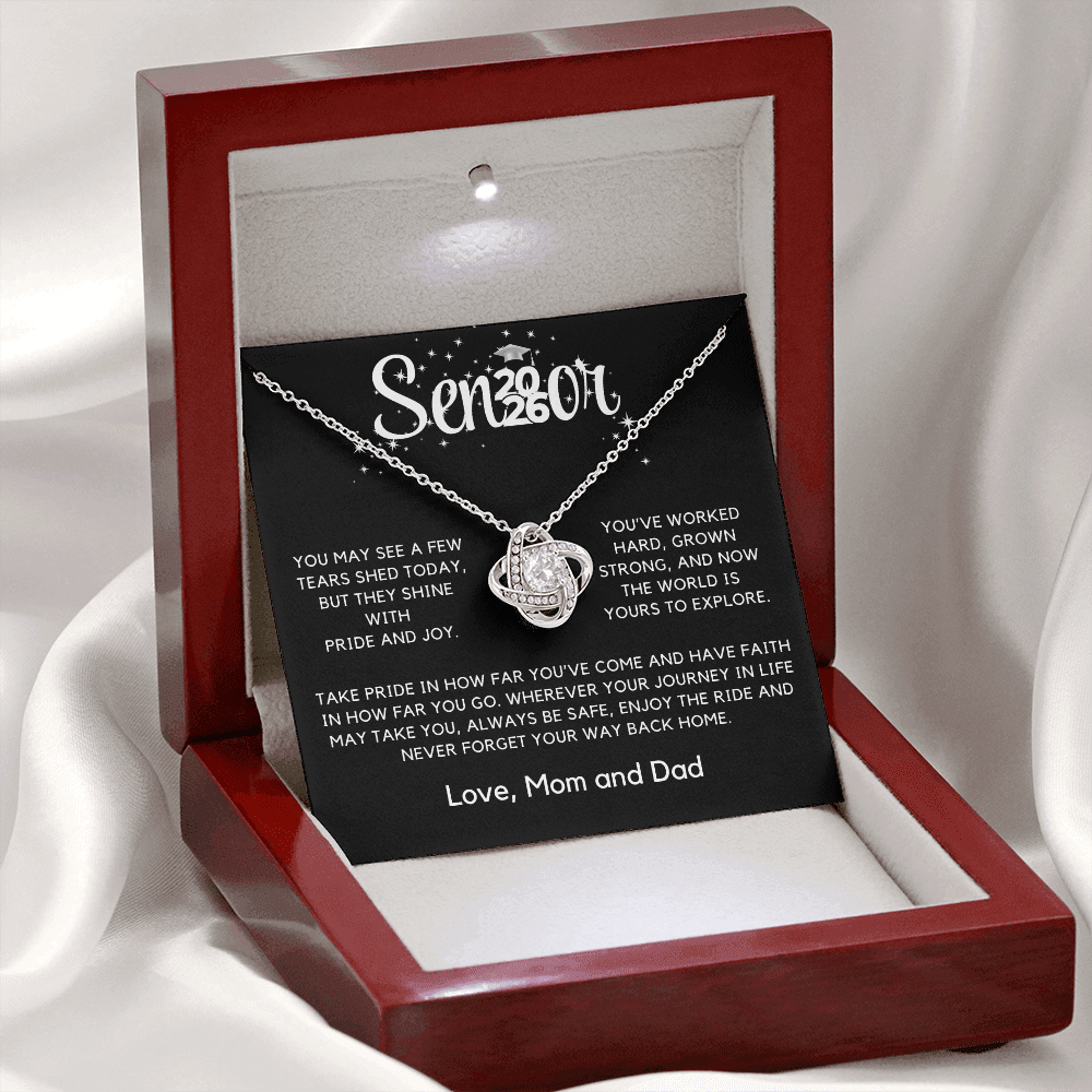 Graduation Gift for Her, College/High School 2026 Graduation Gift, Senior Love Knot Necklace