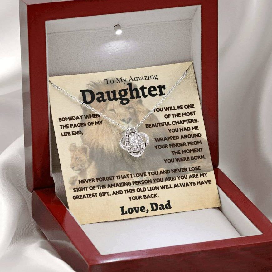 My Amazing Daughter, Love Dad - This Old Lion Will Always have Your Back - Necklace Gift Set