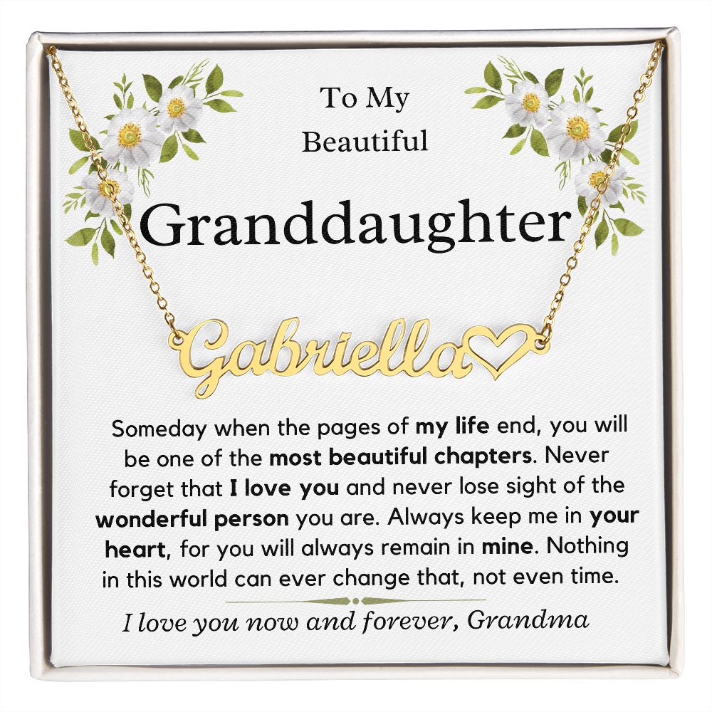 Granddaughter Gift, Love Grandma - Heart Name Necklace