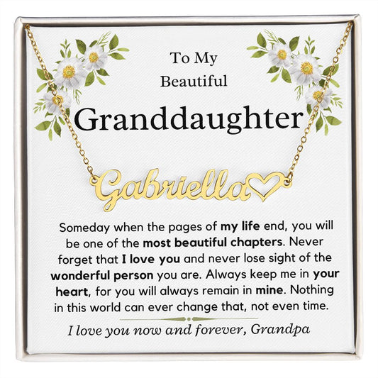 Granddaughter Gift, Love Grandpa - Heart Name Necklace