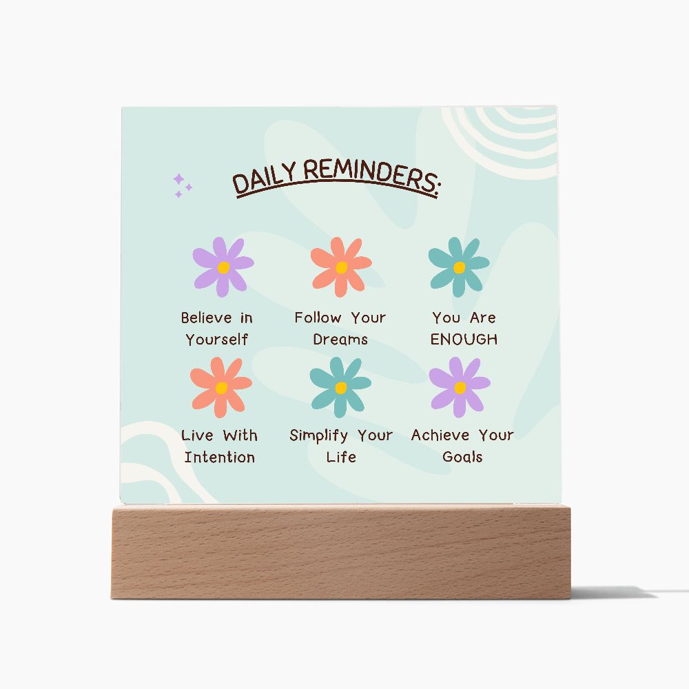 Square Reminders Daily Reminders - Square Acrylic Plaque with Light up option ...