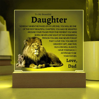 My Beautiful Daughter - I'm Proud to be Your Father - "This Old Lion" Protecting Night Lite