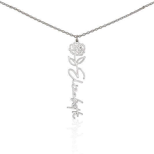 Customized Birth Flower Name Necklace