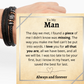 My Man Bracelet, "Love You Forever" Engraved Stainless Steel and Leather