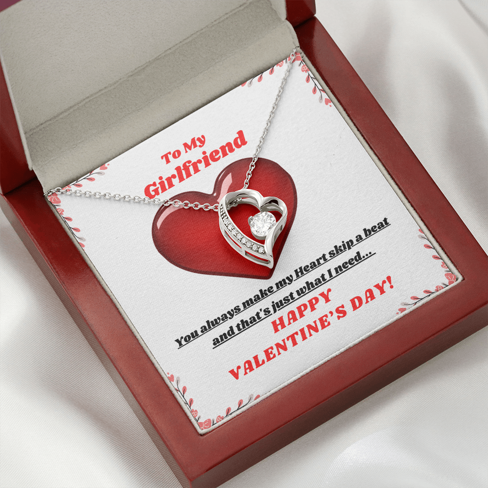 To My Girlfriend - You make my Heart skip a beat! Forever Love necklace