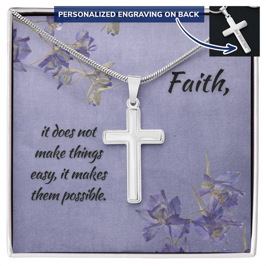 Personalized Cross Necklace - Faith Makes Things Possible