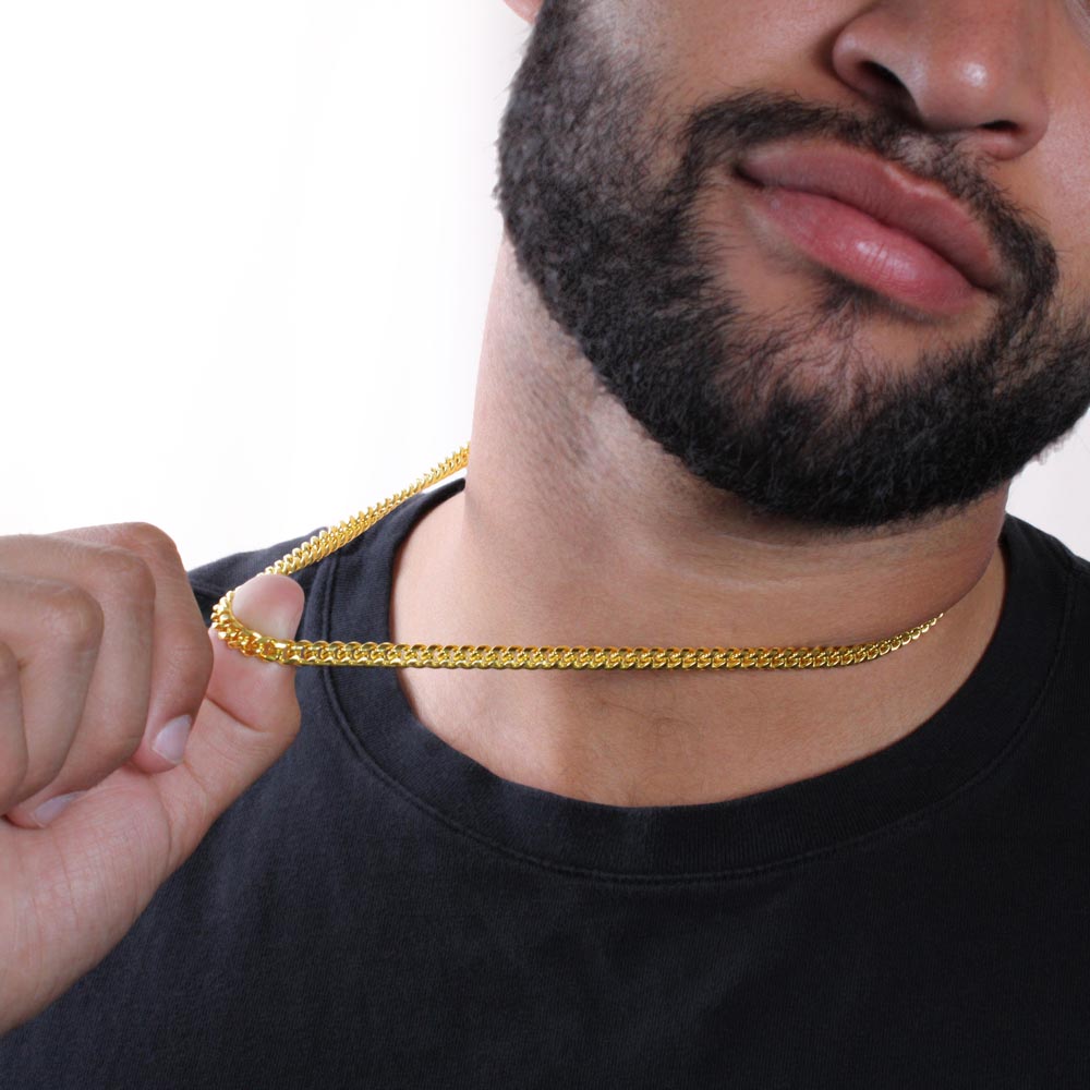 Awesome Stepped-Up Dad - Cuban Link Chain Necklace | Father's Day Gift for Stepdad | Bonus Dad Birthday Present, hgs008
