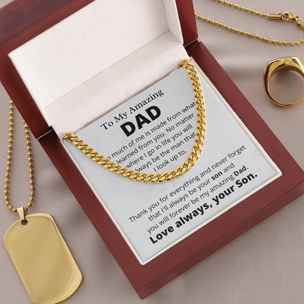 Amazing Dad from Son, So Much of Me - Cuban Link Chain Necklace | Father's Day Gift from Son | Birthday Present for Dad | Thank You Dad from Son, hgs007