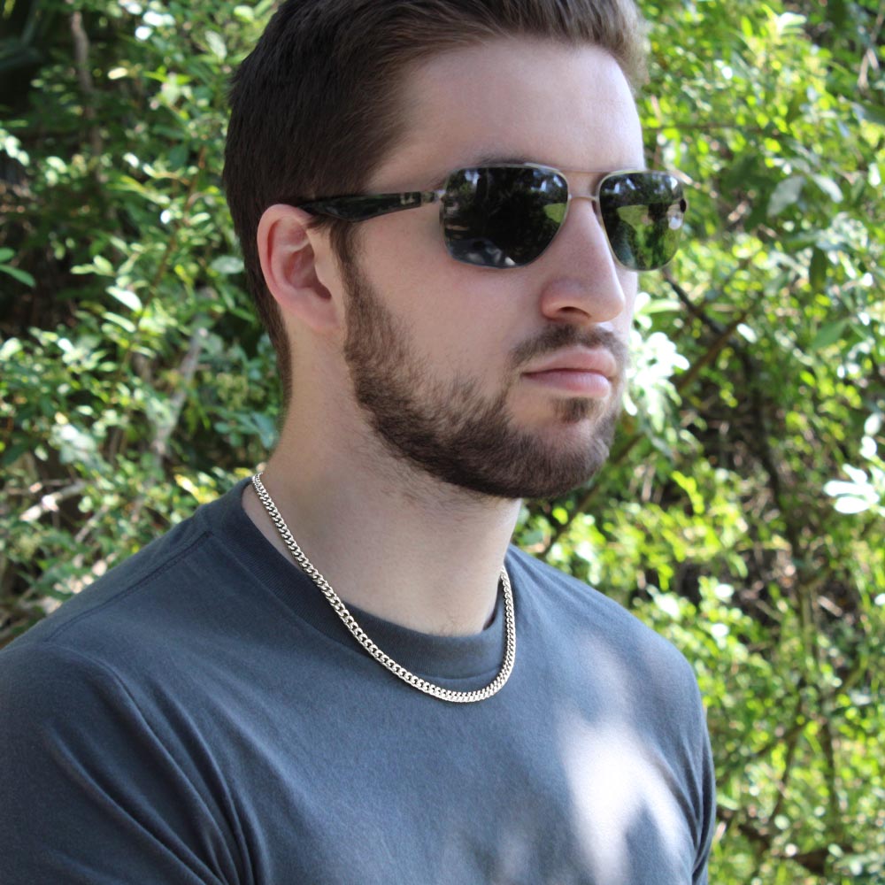 Awesome Stepped-Up Dad - Cuban Link Chain Necklace | Father's Day Gift for Stepdad | Bonus Dad Birthday Present, hgs008