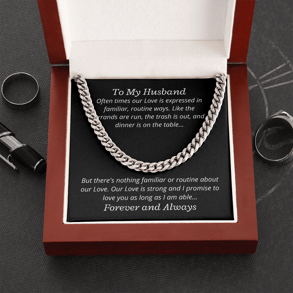 To My Husband, Our Love is strong - Link Chain necklace blk