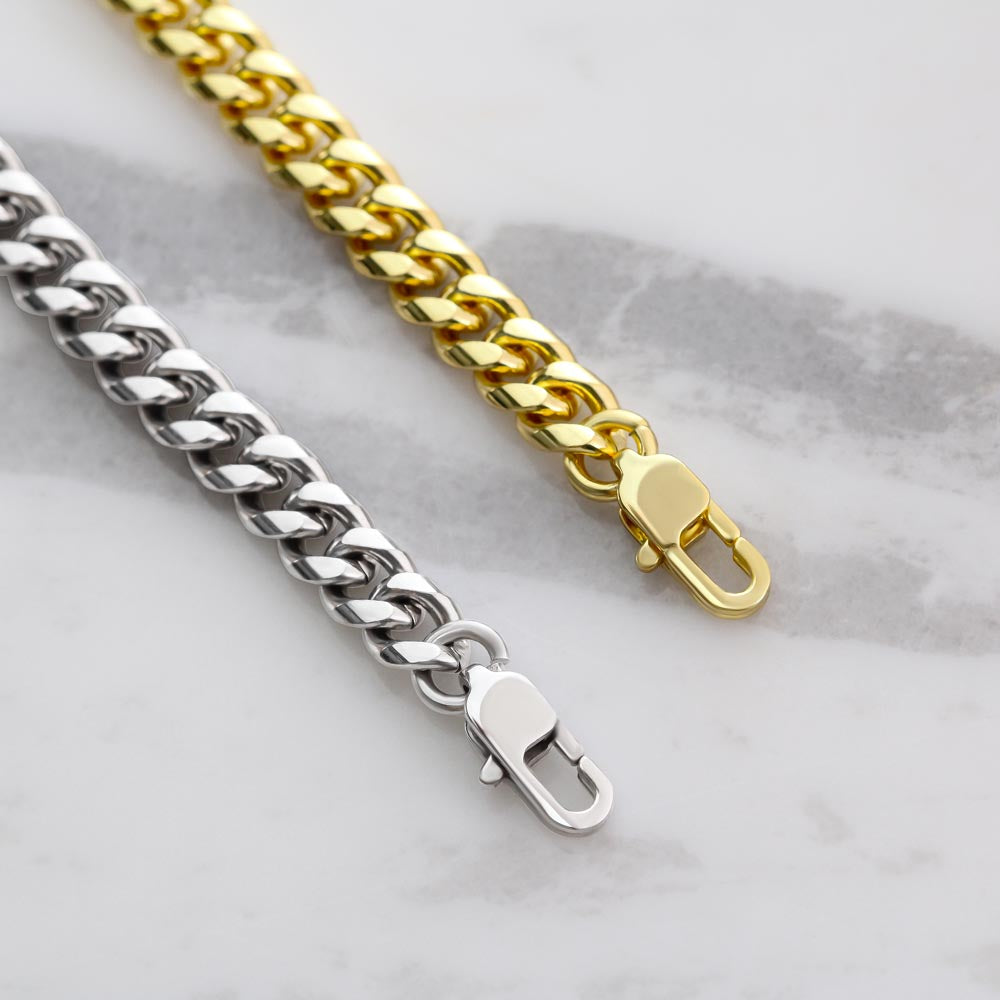 Awesome Stepped-Up Dad - Cuban Link Chain Necklace | Father's Day Gift for Stepdad | Bonus Dad Birthday Present, hgs008