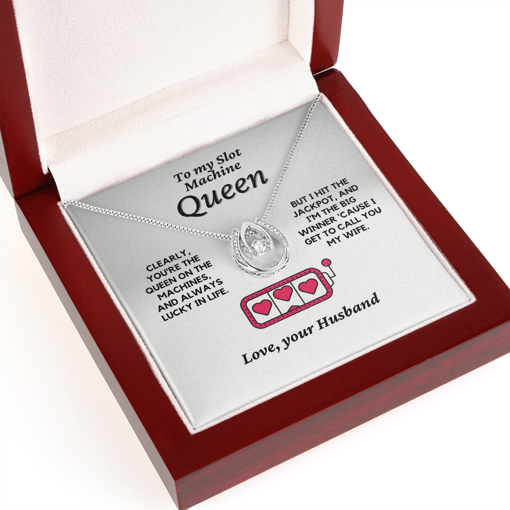 My Slot Machine Queen, Lucky in Love Necklace - Wife Birthday Gift | Wife Anniversary Gift | Casino Wife | Gambler Wife | Lucky Gambling Wife