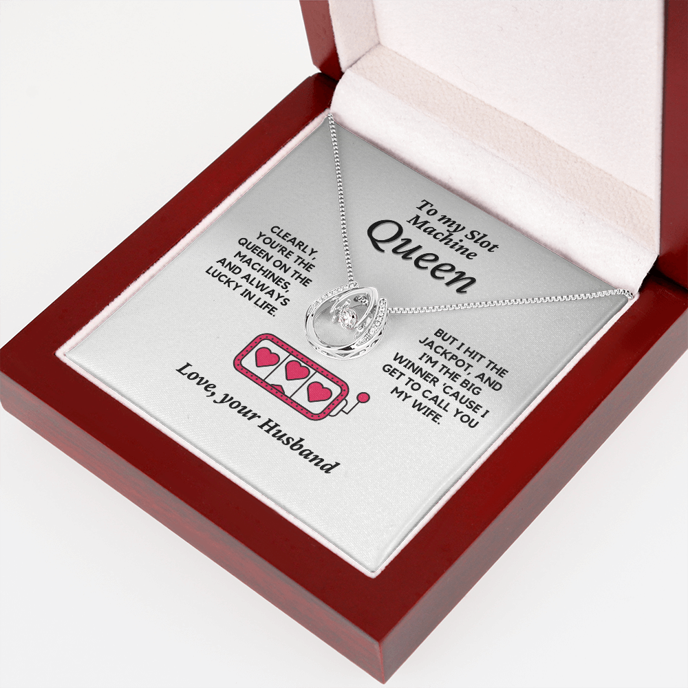 My Slot Machine Queen, Lucky in Love Necklace - Wife Birthday Gift | Wife Anniversary Gift | Casino Wife | Gambler Wife | Lucky Gambling Wife