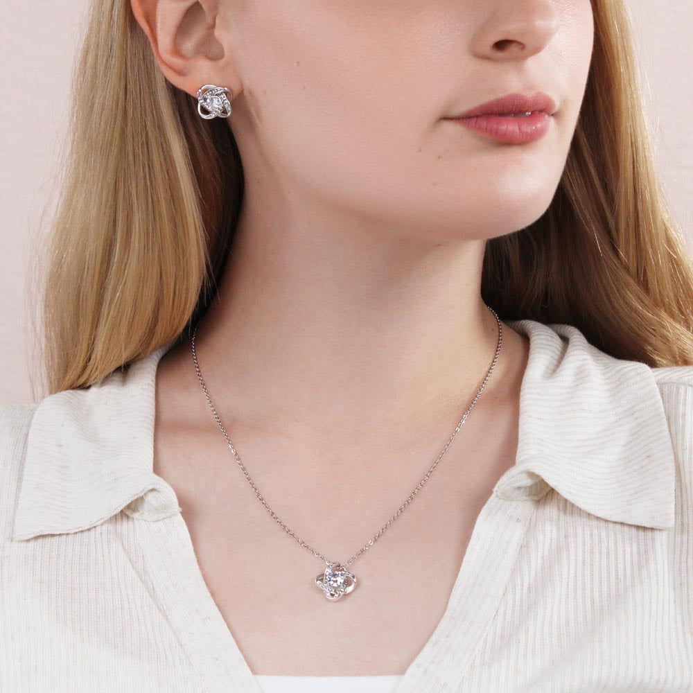 To My Wife, You are the most beautiful thing - Love Knot Earring & Necklace Set!
