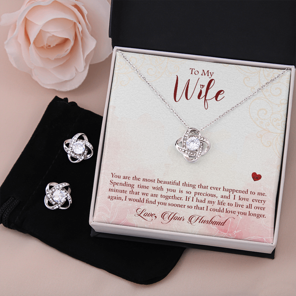 To My Wife, You are the most beautiful thing - Love Knot Earring & Necklace Set!