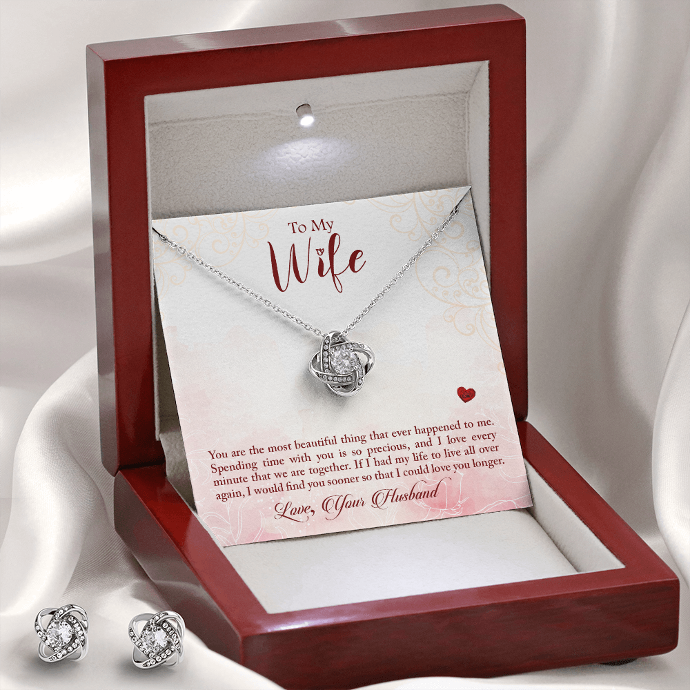 To My Wife, You are the most beautiful thing - Love Knot Earring & Necklace Set!