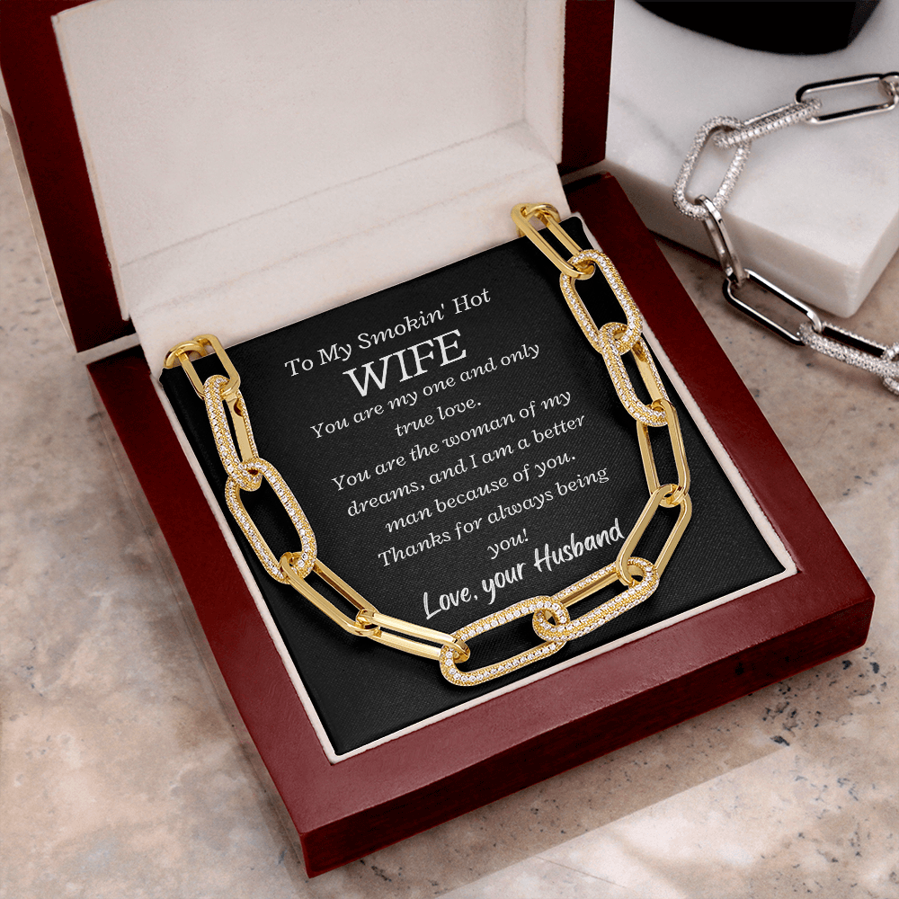 To my Smokin' Hot Wife, My One and Only True Love - Forever Linked Paperclip Necklace, blk