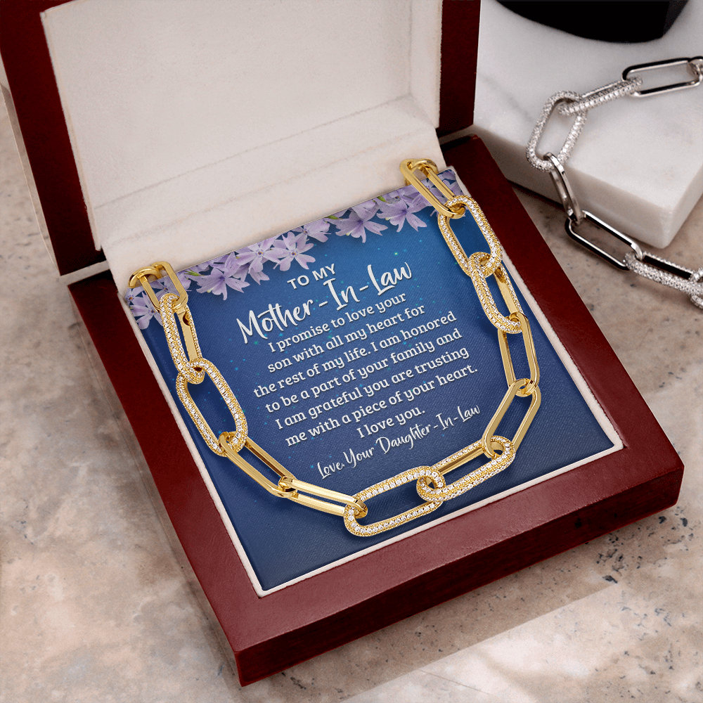 Mother-In-Law, I promise to love your Son with all my heart - Forever Linked Paperclip Necklace