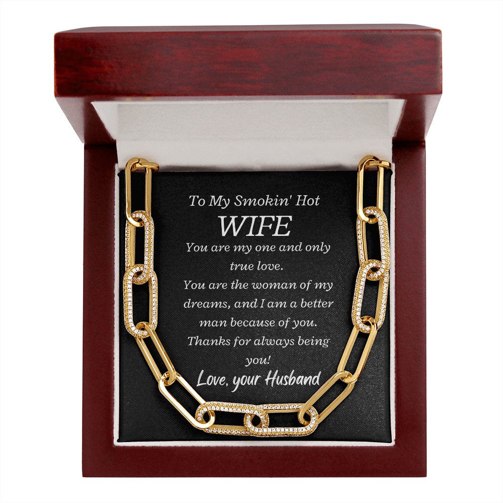 To my Smokin' Hot Wife, My One and Only True Love - Forever Linked Paperclip Necklace, blk