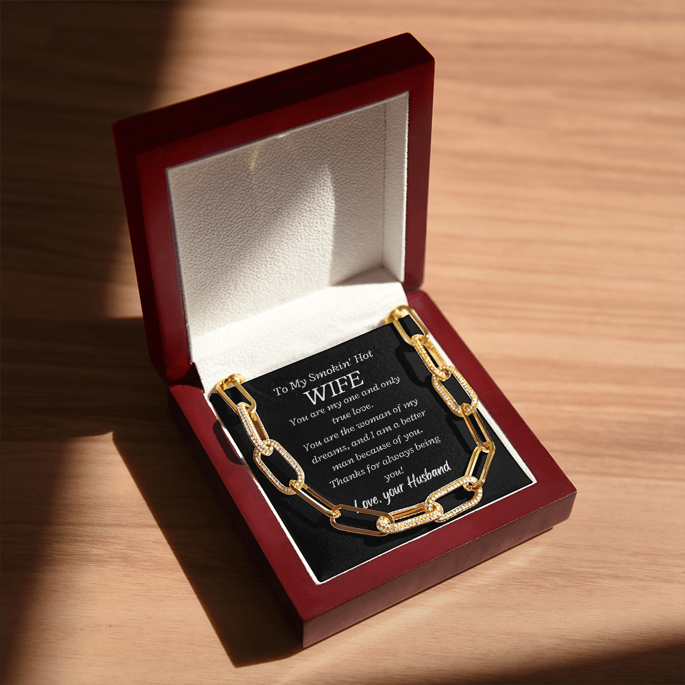 To my Smokin' Hot Wife, My One and Only True Love - Forever Linked Paperclip Necklace, blk
