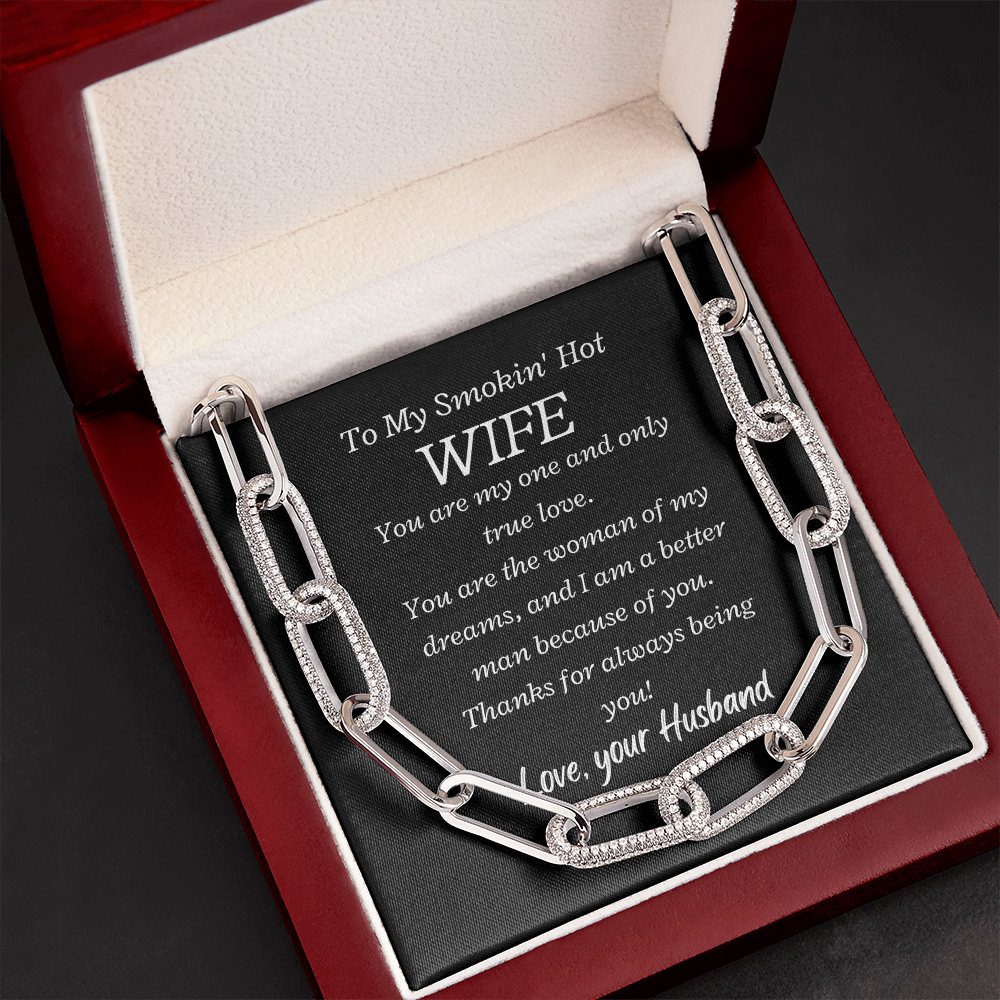 To my Smokin' Hot Wife, My One and Only True Love - Forever Linked Paperclip Necklace, blk