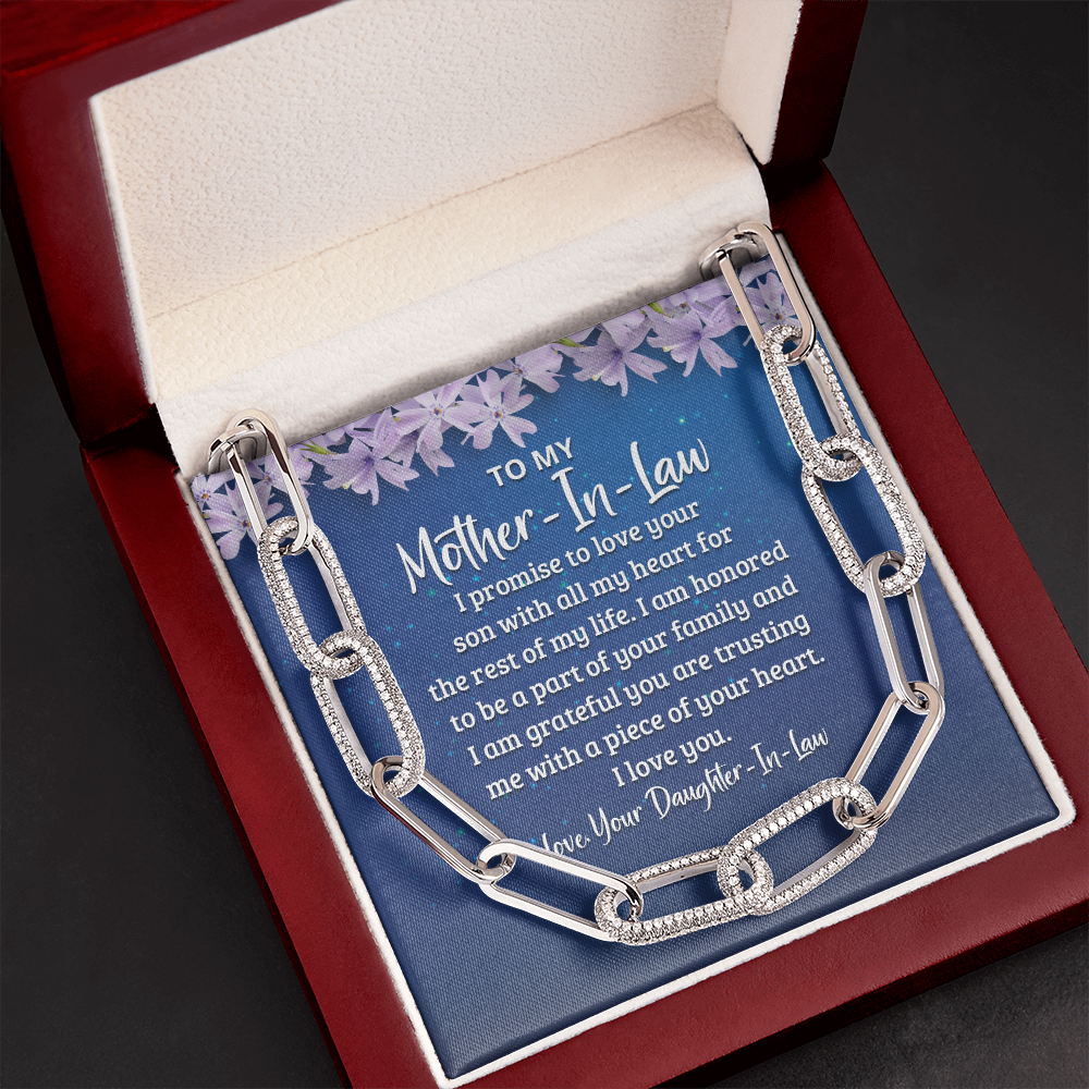 Mother-In-Law, I promise to love your Son with all my heart - Forever Linked Paperclip Necklace