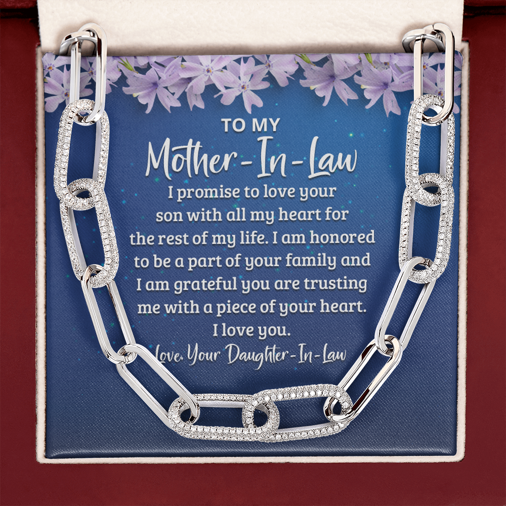 Mother-In-Law, I promise to love your Son with all my heart - Forever Linked Paperclip Necklace